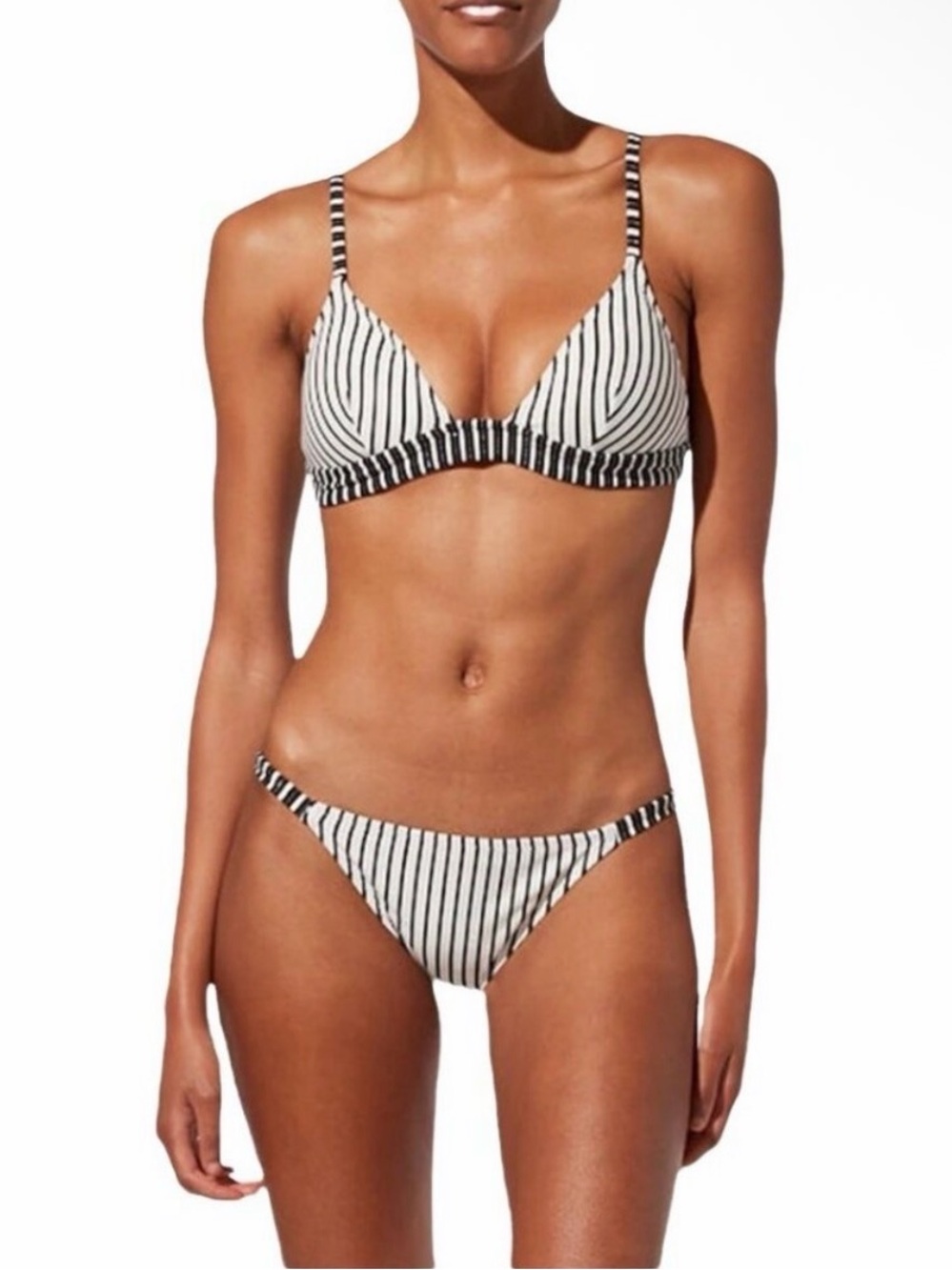 SOLID & STRIPED Black and White Striped Bikini Set
